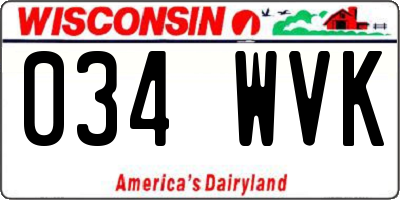 WI license plate 034WVK