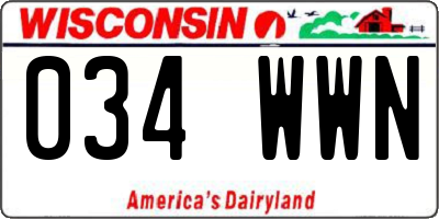 WI license plate 034WWN