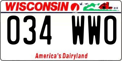 WI license plate 034WWO