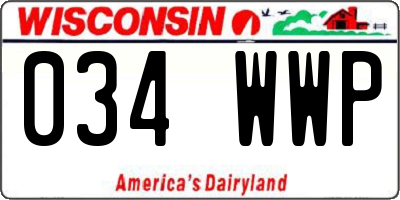 WI license plate 034WWP
