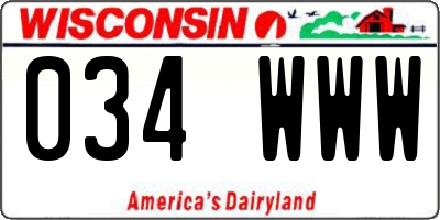 WI license plate 034WWW