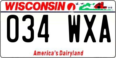 WI license plate 034WXA
