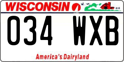 WI license plate 034WXB