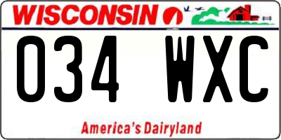 WI license plate 034WXC