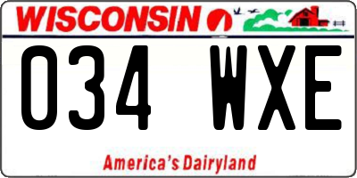 WI license plate 034WXE