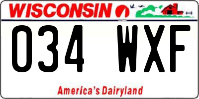 WI license plate 034WXF