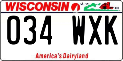 WI license plate 034WXK