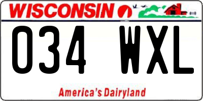 WI license plate 034WXL
