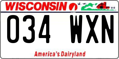 WI license plate 034WXN