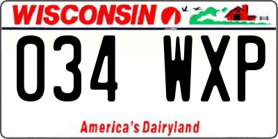 WI license plate 034WXP