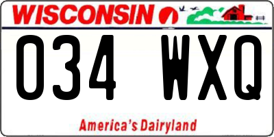 WI license plate 034WXQ