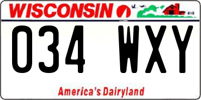 WI license plate 034WXY