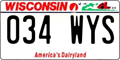 WI license plate 034WYS
