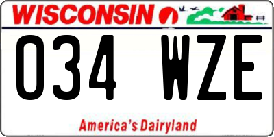 WI license plate 034WZE