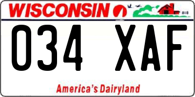 WI license plate 034XAF
