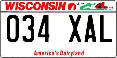 WI license plate 034XAL