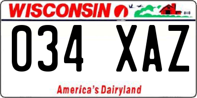WI license plate 034XAZ
