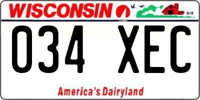 WI license plate 034XEC