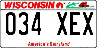 WI license plate 034XEX