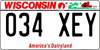WI license plate 034XEY