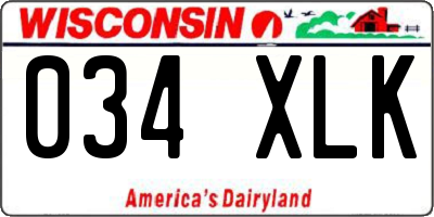 WI license plate 034XLK