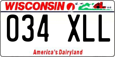 WI license plate 034XLL