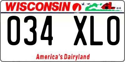 WI license plate 034XLO