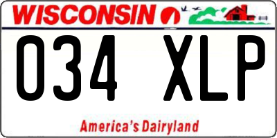 WI license plate 034XLP