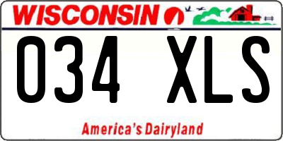 WI license plate 034XLS