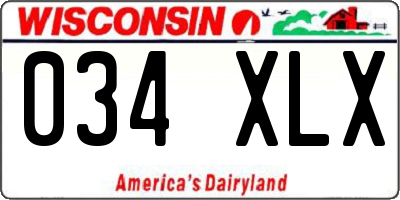 WI license plate 034XLX