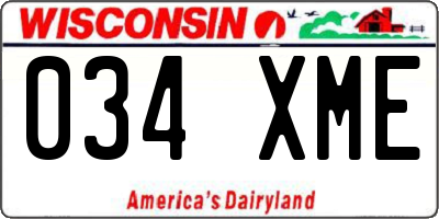 WI license plate 034XME