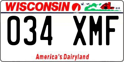 WI license plate 034XMF