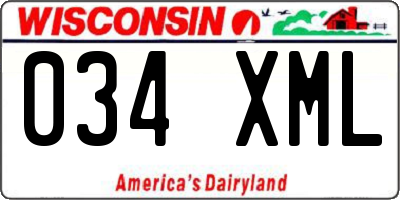 WI license plate 034XML