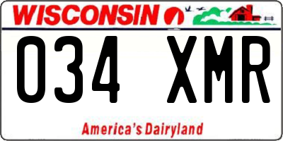 WI license plate 034XMR