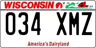 WI license plate 034XMZ