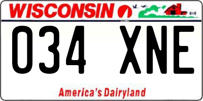 WI license plate 034XNE