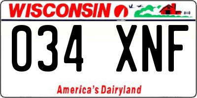 WI license plate 034XNF