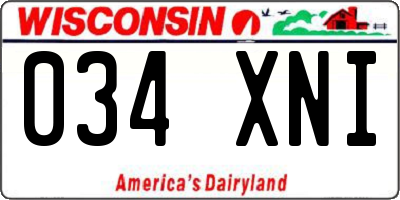 WI license plate 034XNI