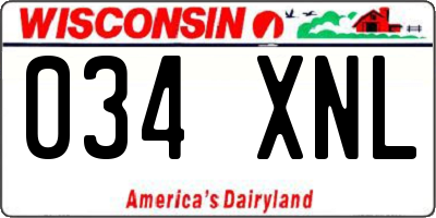 WI license plate 034XNL