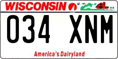 WI license plate 034XNM