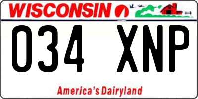 WI license plate 034XNP