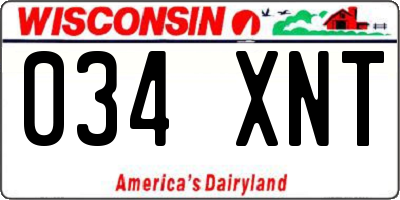WI license plate 034XNT