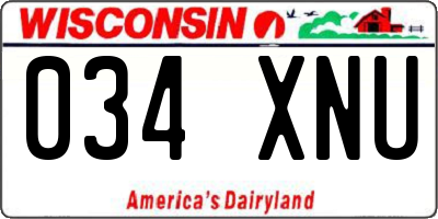 WI license plate 034XNU
