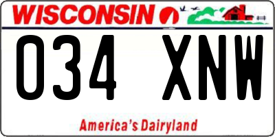 WI license plate 034XNW
