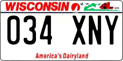 WI license plate 034XNY