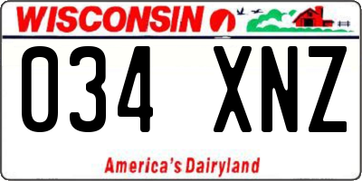 WI license plate 034XNZ