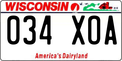 WI license plate 034XOA