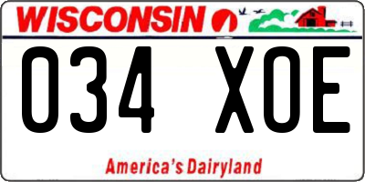 WI license plate 034XOE