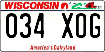WI license plate 034XOG