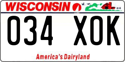 WI license plate 034XOK